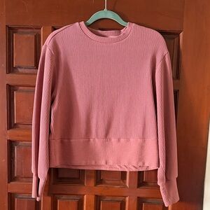 Varley Dusty Rose Ribbed Knit Top